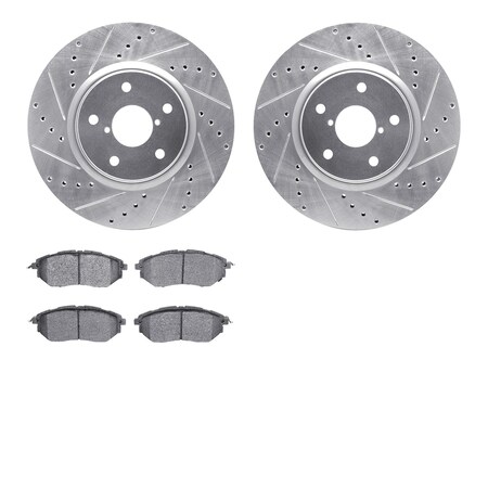 Dynamic Friction Co 7302-13038, Rotors-Drilled and Slotted-Silver with 3000 Series Ceramic Brake Pads, Zinc Coated 7302-13038